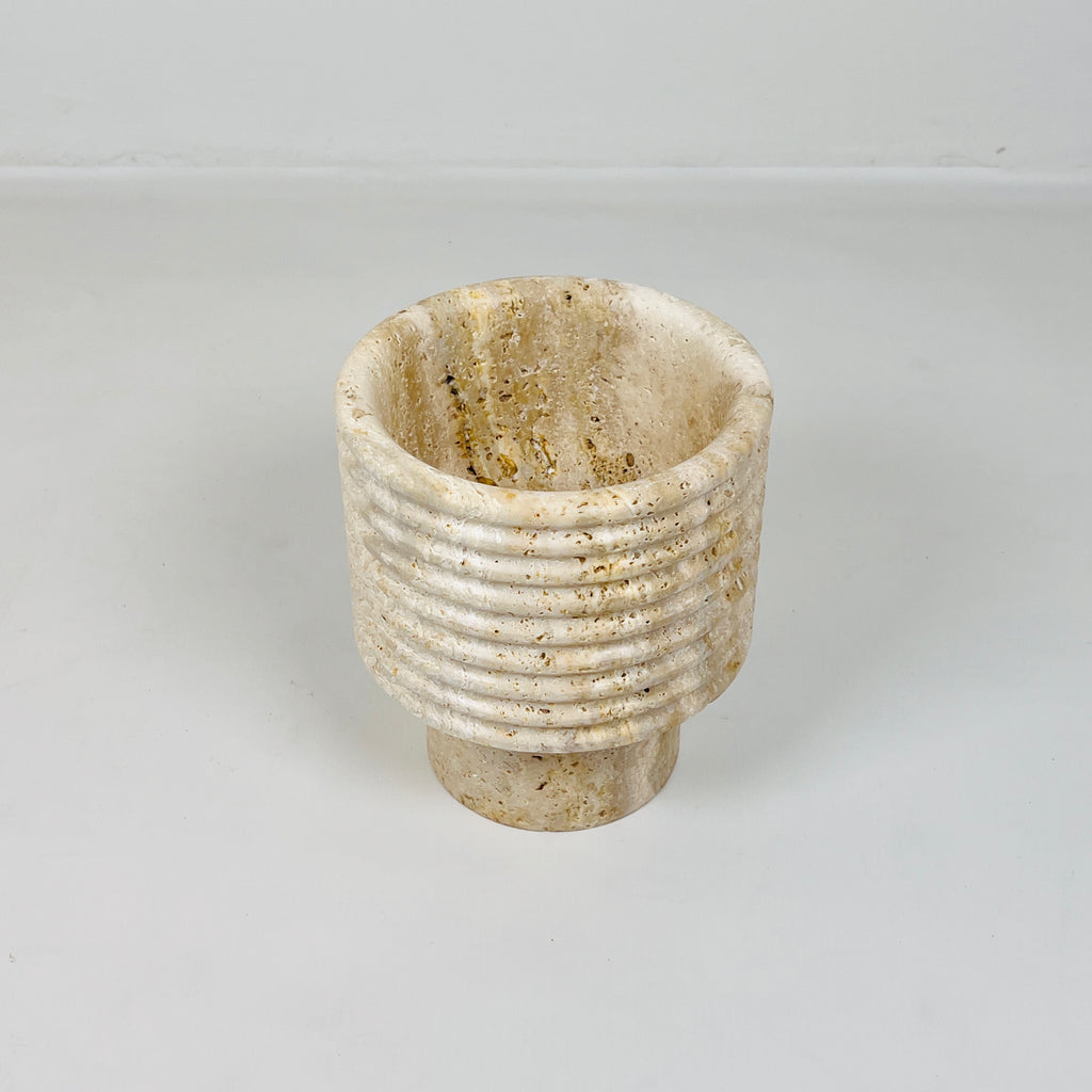 Stacked Ringed Travertine Vase (Small)