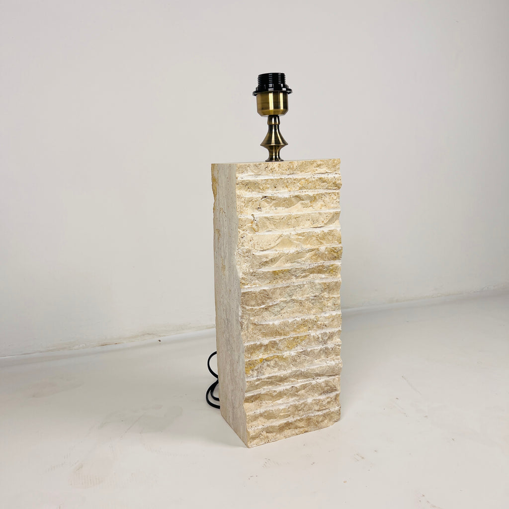 Chiseled Travertine Table Lamp