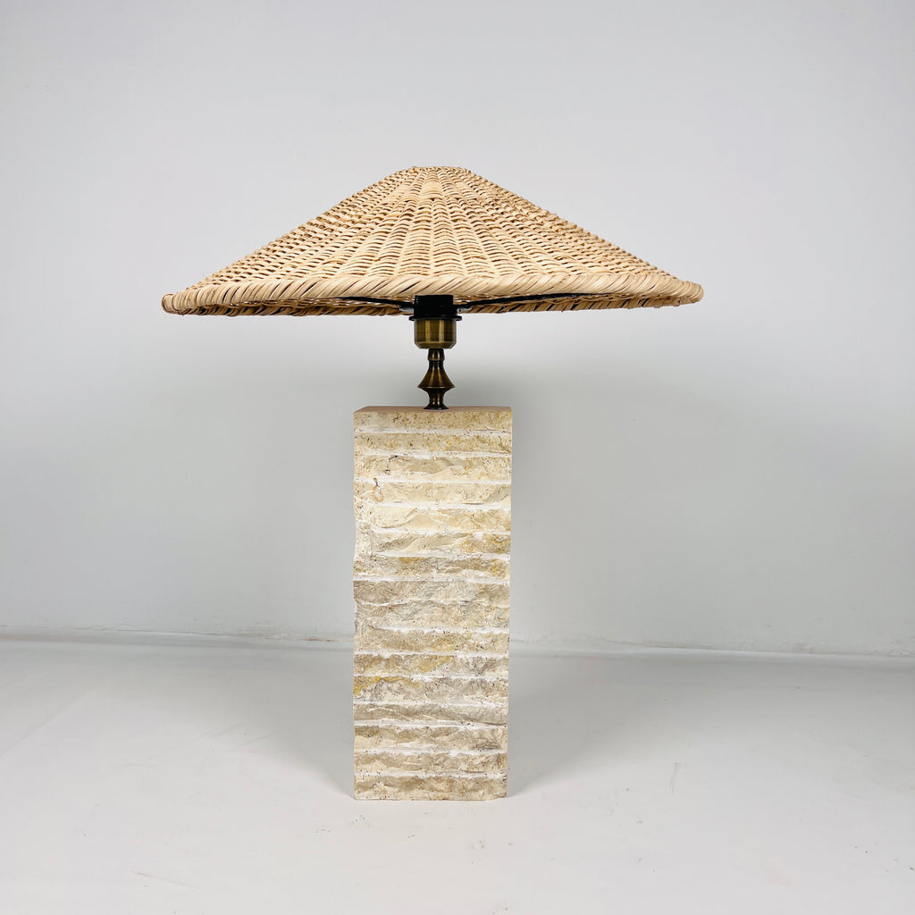 Chiseled Travertine Table Lamp