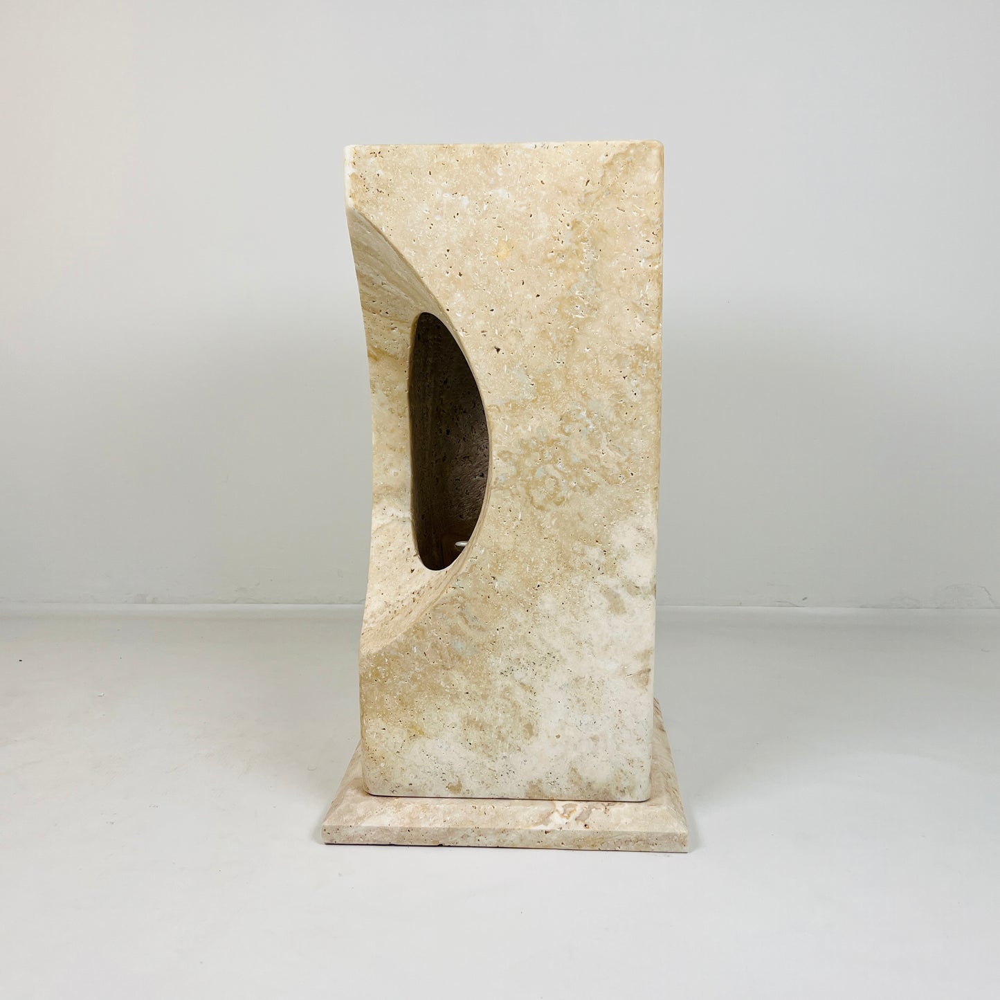 Hollowed Crescent Floor Lamp - Travertine