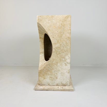 Hollowed Crescent Floor Lamp - Travertine