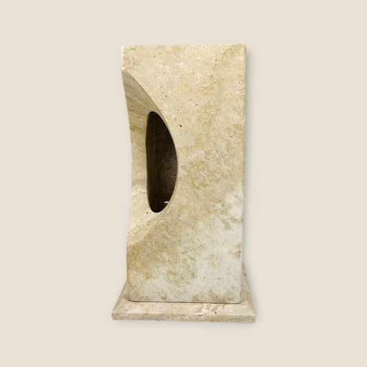 Hollowed Crescent Floor Lamp - Travertine