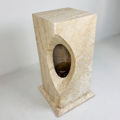 Hollowed Crescent Floor Lamp - Travertine