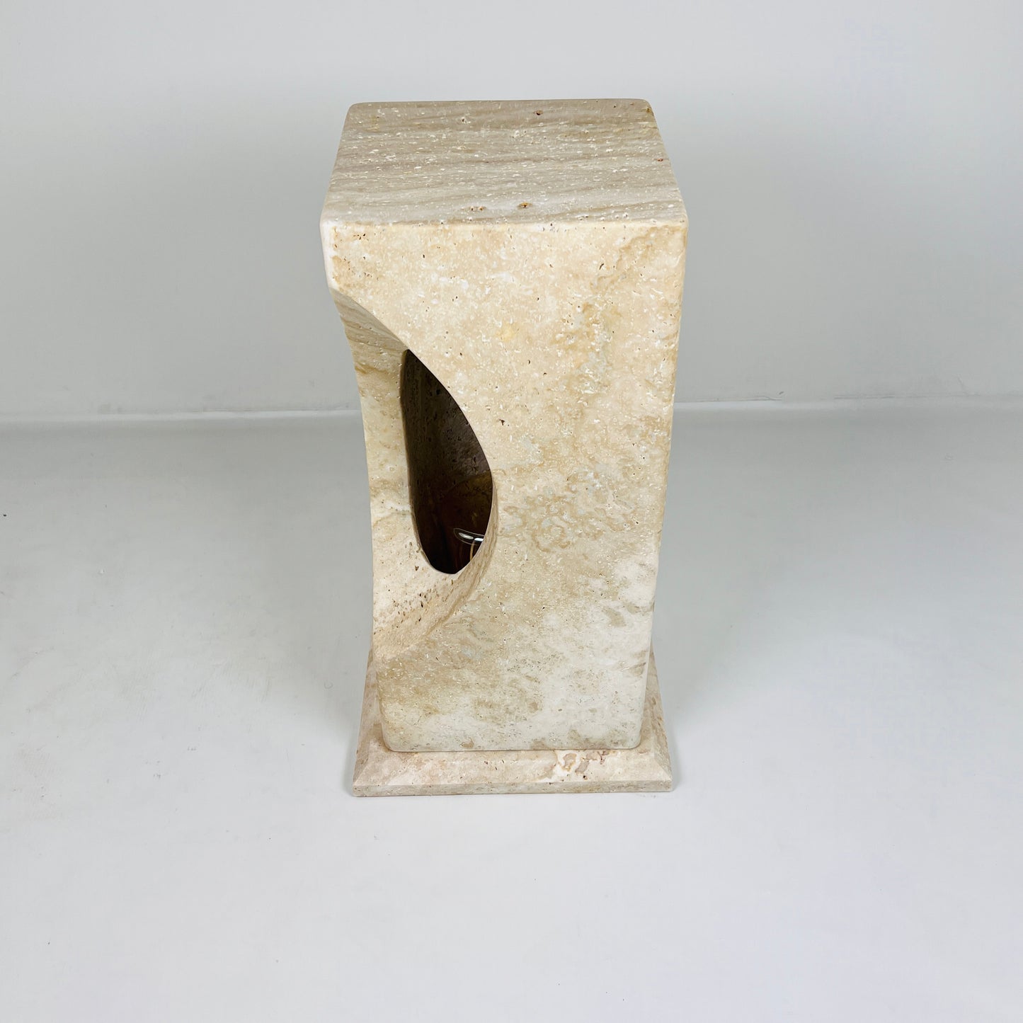 Hollowed Crescent Floor Lamp - Travertine