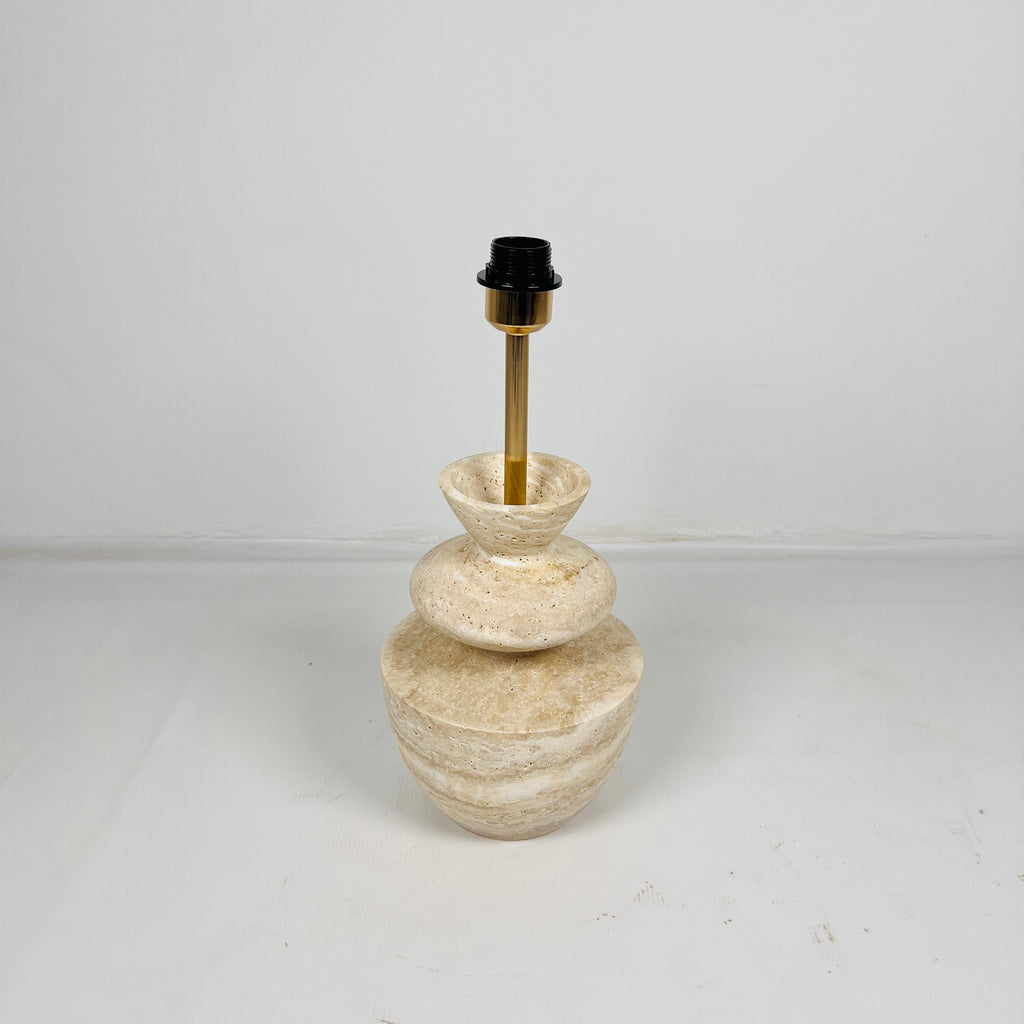 Pot Bottom Travertine Table Lamp