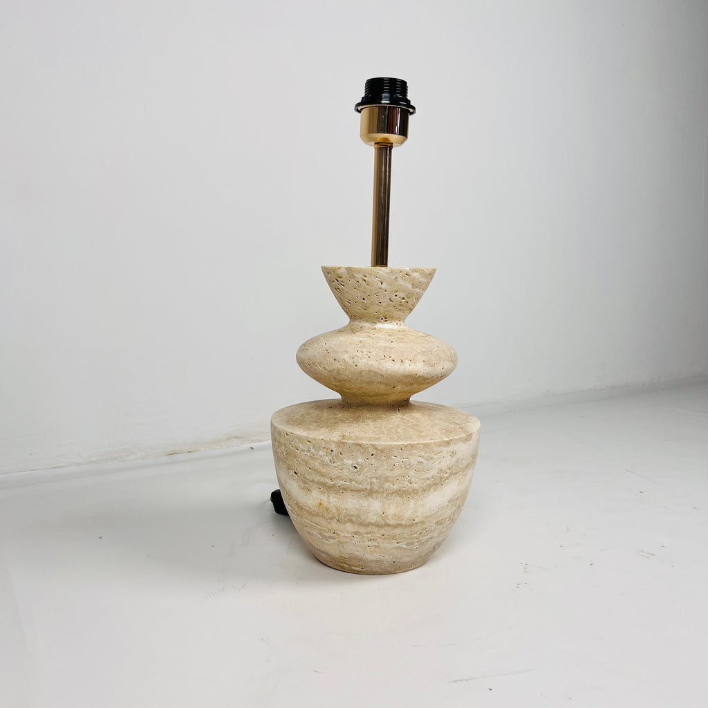 Pot Bottom Travertine Table Lamp