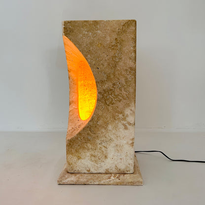Hollowed Crescent Floor Lamp - Travertine