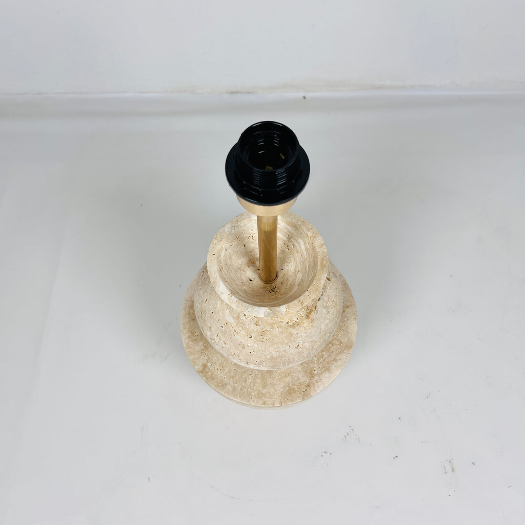 Pot Bottom Travertine Table Lamp