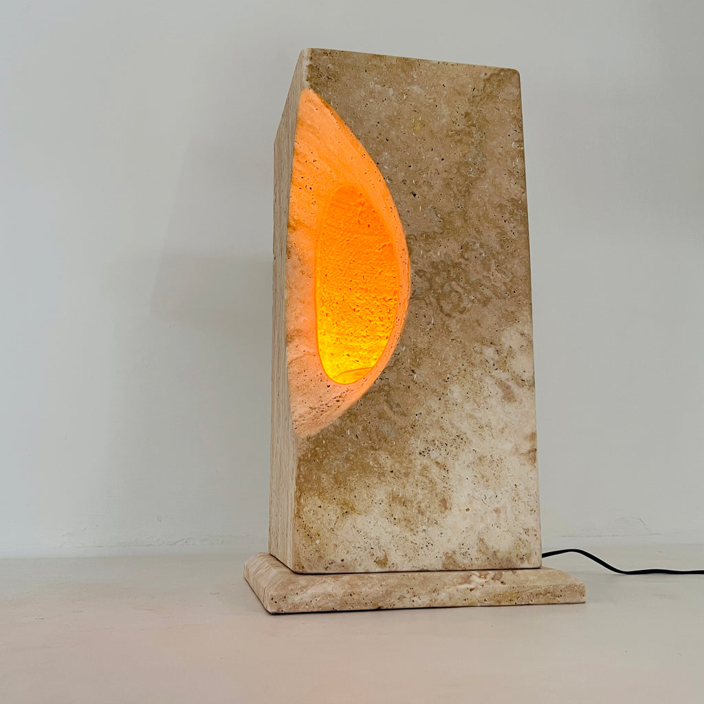 Half Crescent Stone Floor Lamp