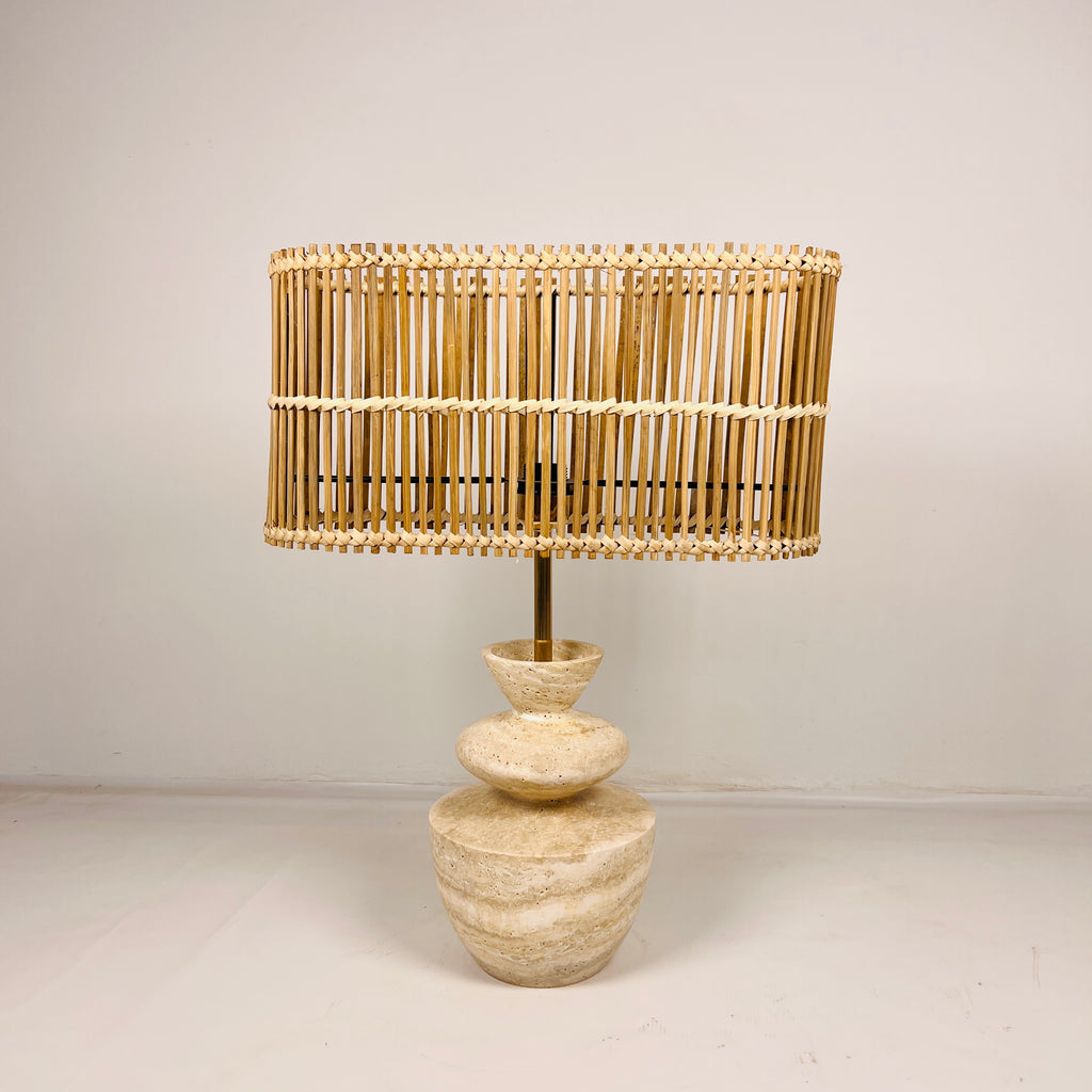 Pot Bottom Travertine Table Lamp