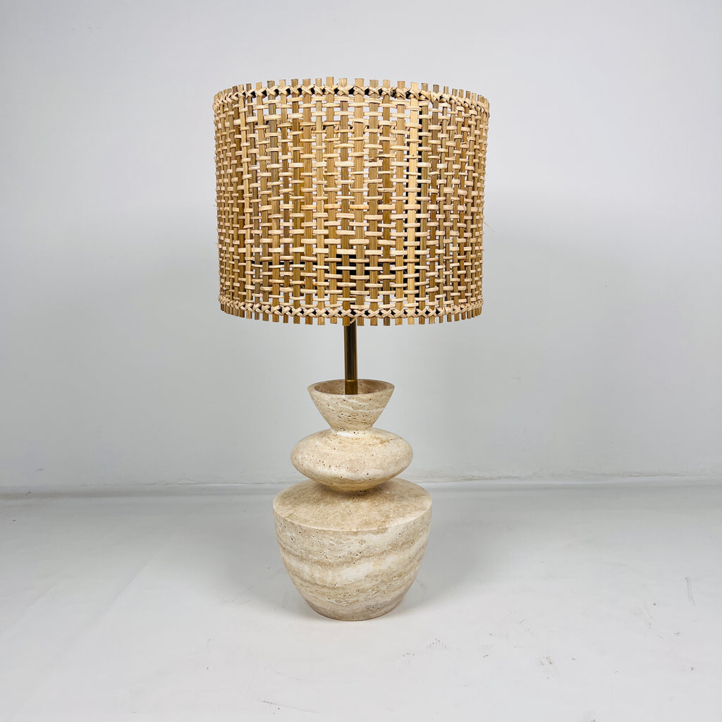 Pot Bottom Travertine Table Lamp