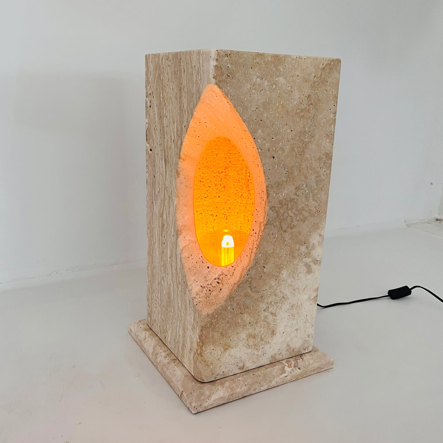 Hollowed Crescent Floor Lamp - Travertine