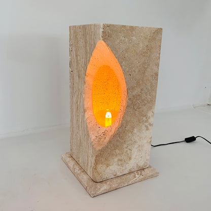 Hollowed Crescent Floor Lamp - Travertine