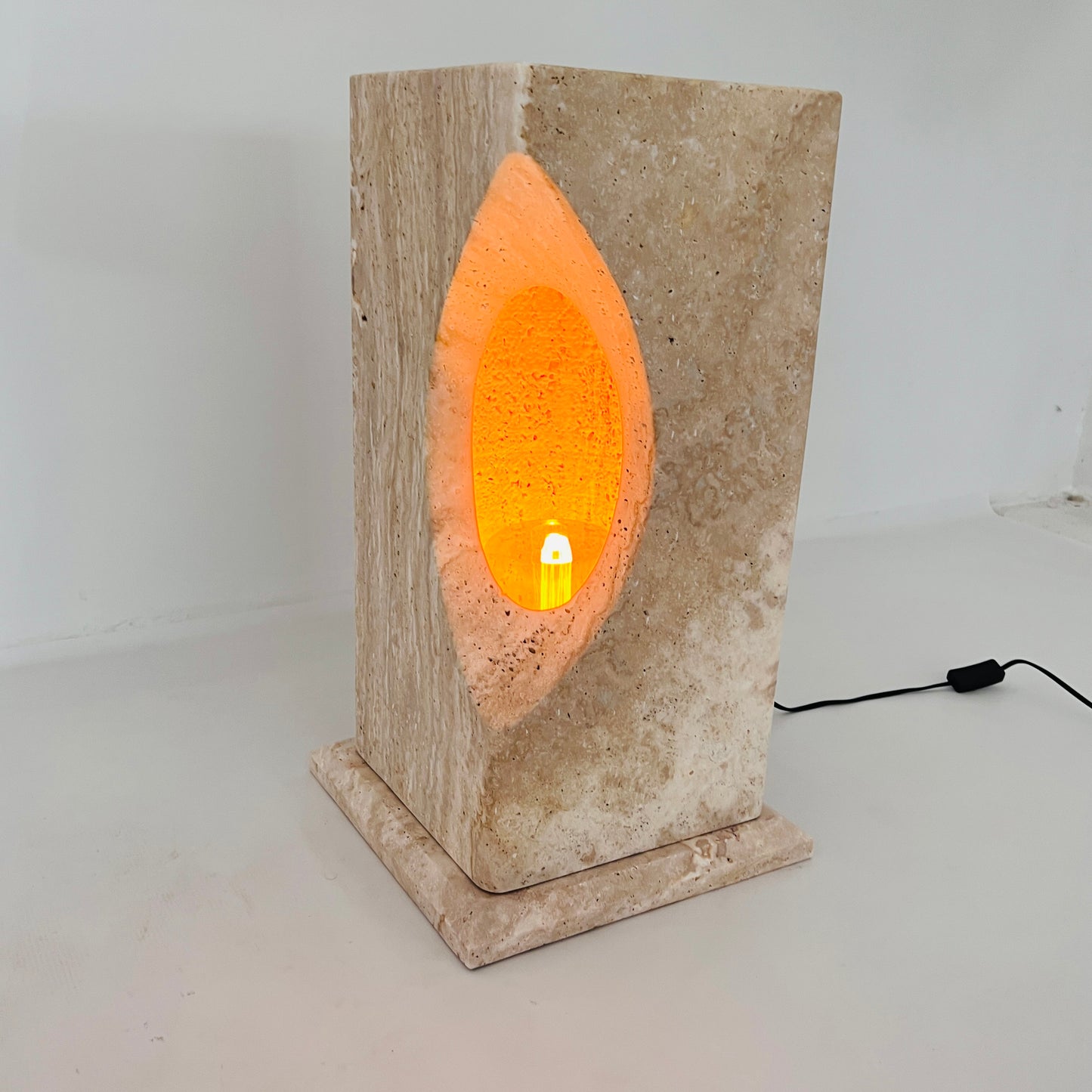 Hollowed Crescent Floor Lamp - Travertine