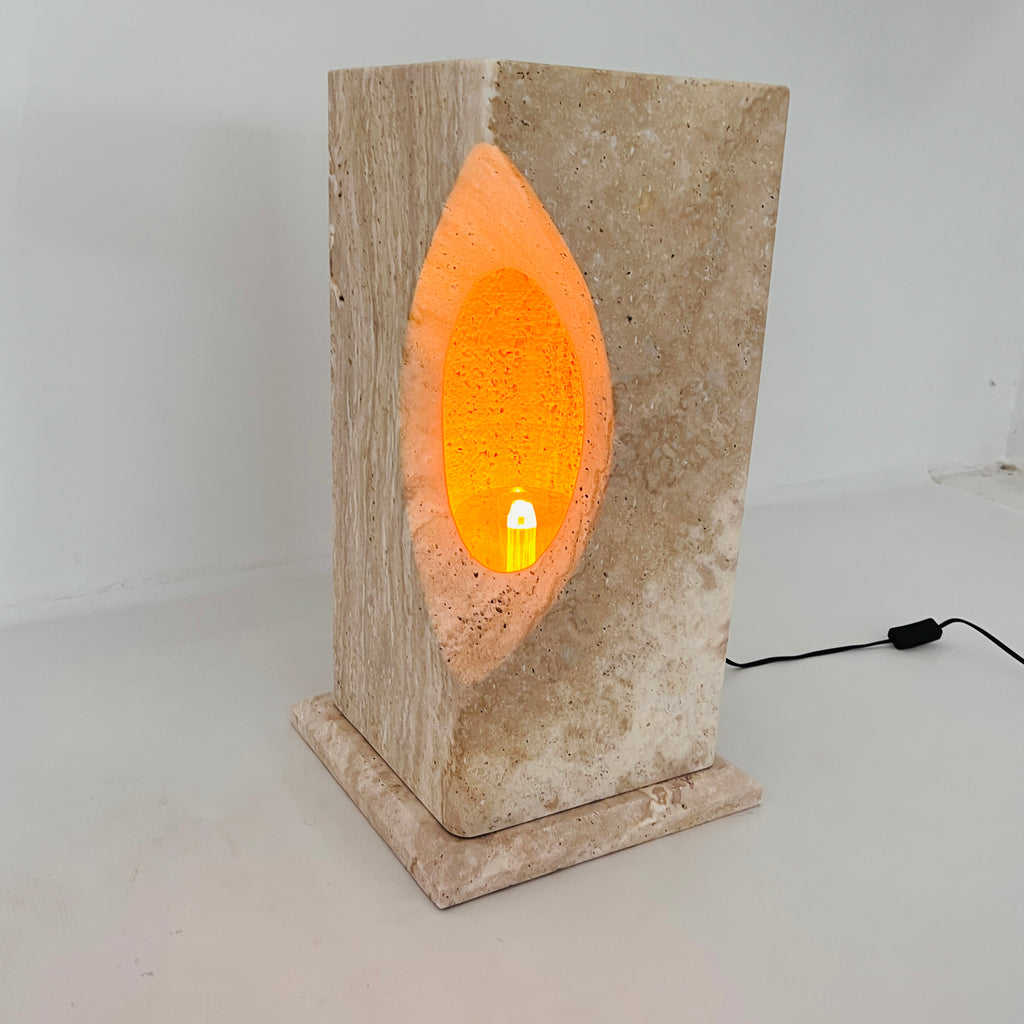 Half Crescent Stone Floor Lamp