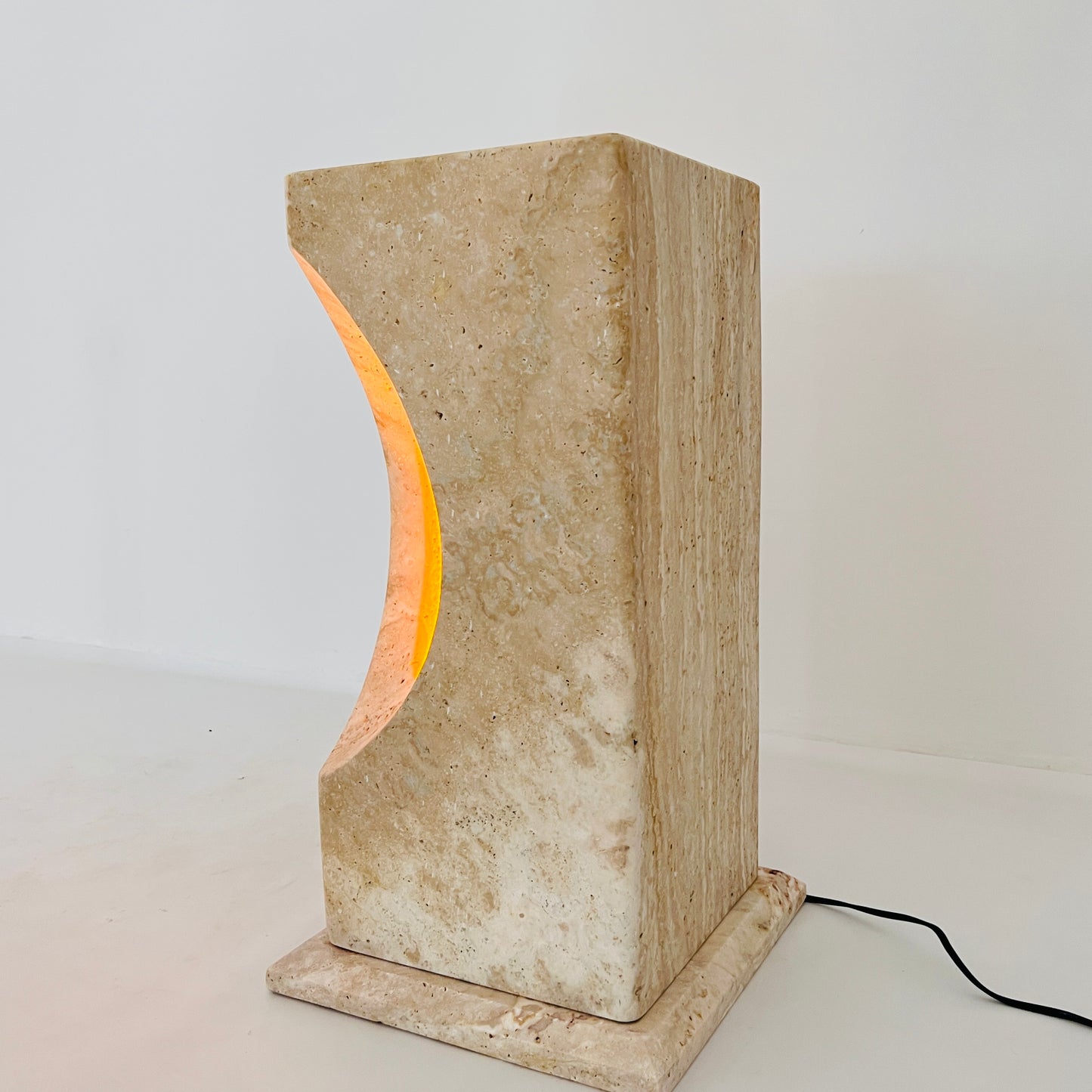 Hollowed Crescent Floor Lamp - Travertine