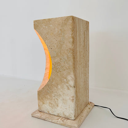 Hollowed Crescent Floor Lamp - Travertine