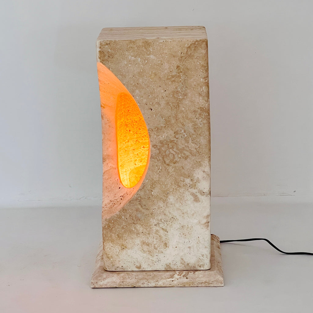 Half Crescent Stone Floor Lamp