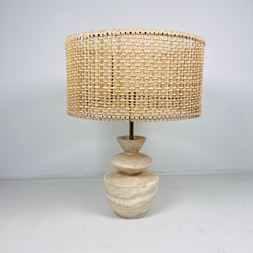 Pot Bottom Travertine Table Lamp