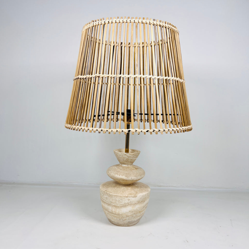 Pot Bottom Travertine Table Lamp