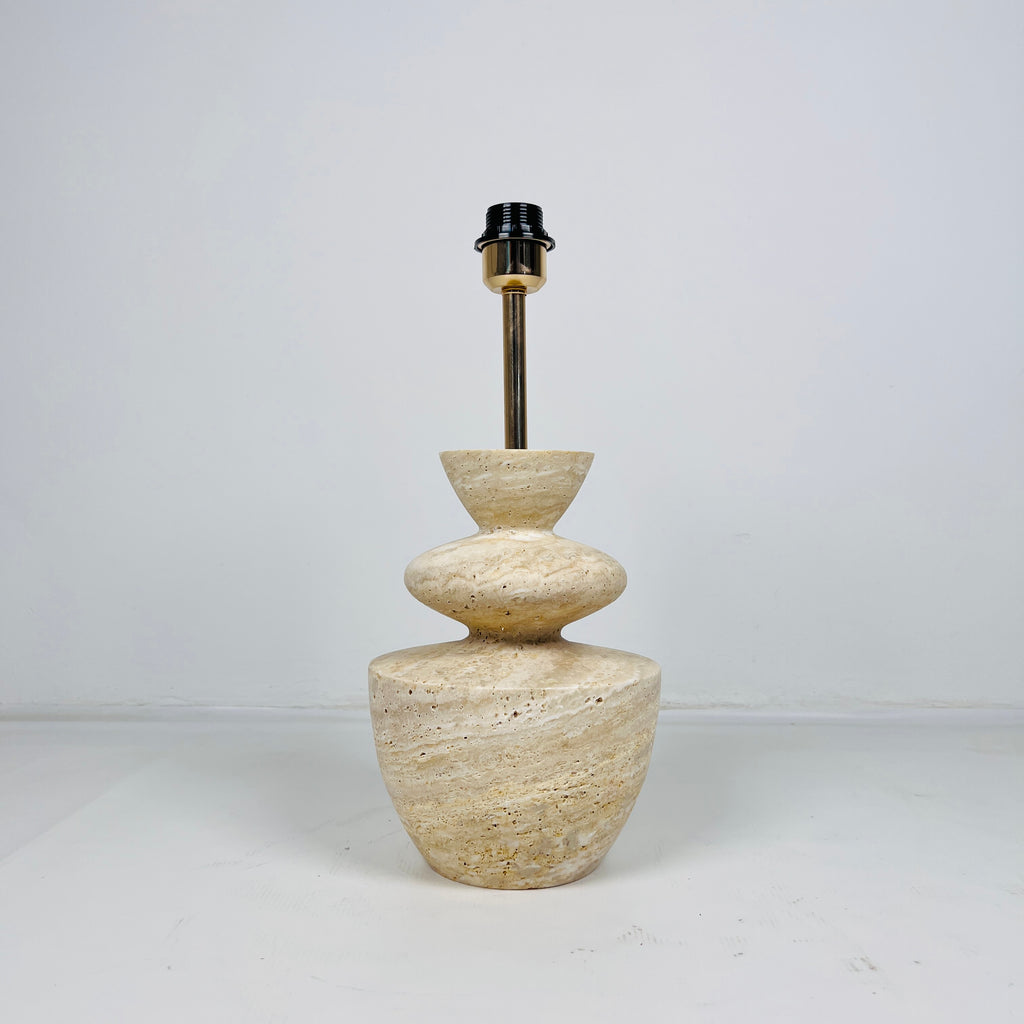 Pot Bottom Travertine Table Lamp