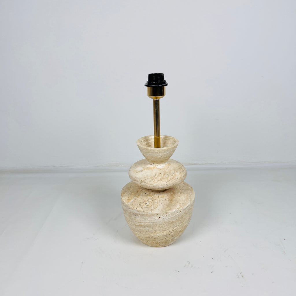 Pot Bottom Travertine Table Lamp