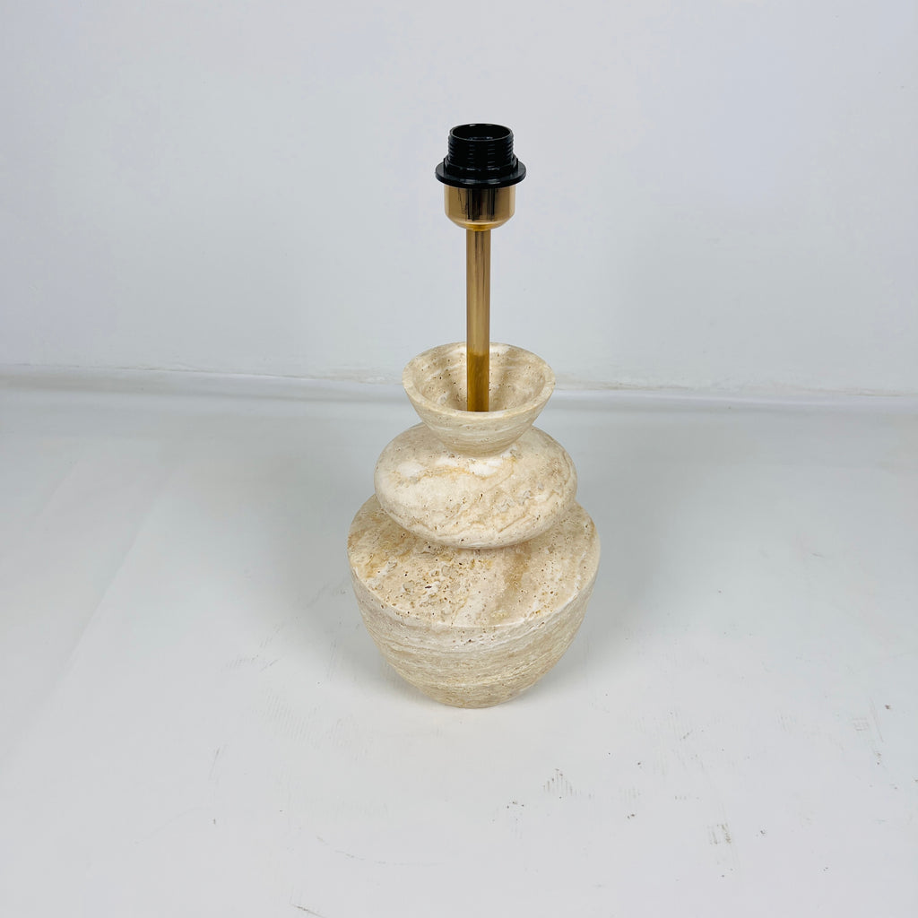 Pot Bottom Travertine Table Lamp