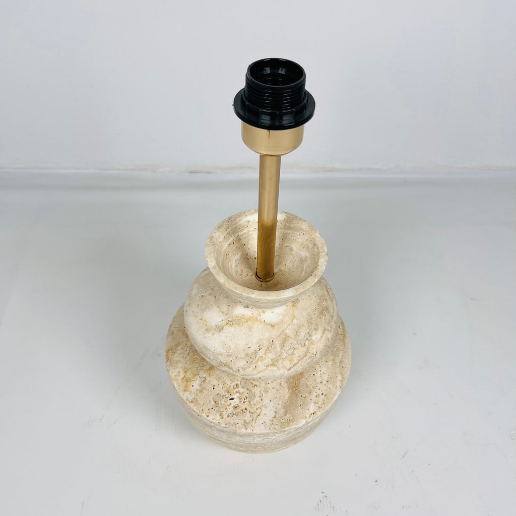 Pot Bottom Travertine Table Lamp