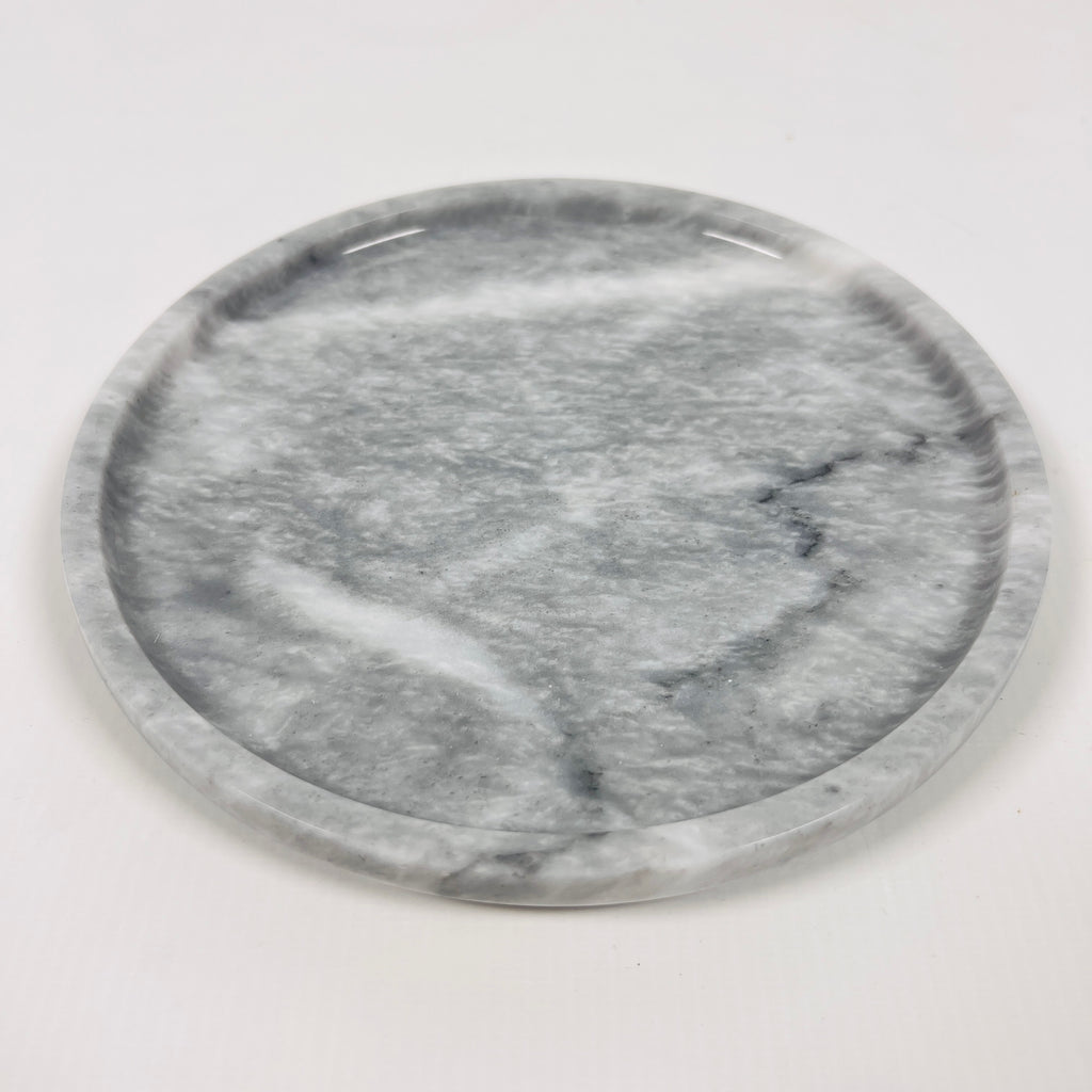 Dark Grey Blotched Marble Plate