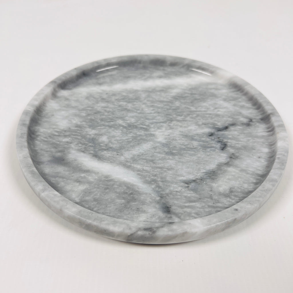 Dark Grey Blotched Marble Plate