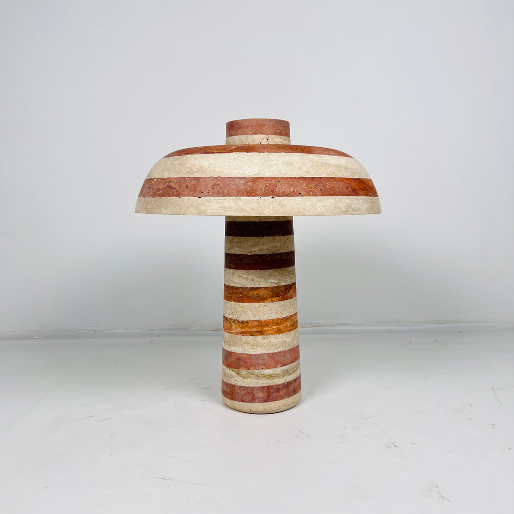 Dome Red Striped Table Lamp