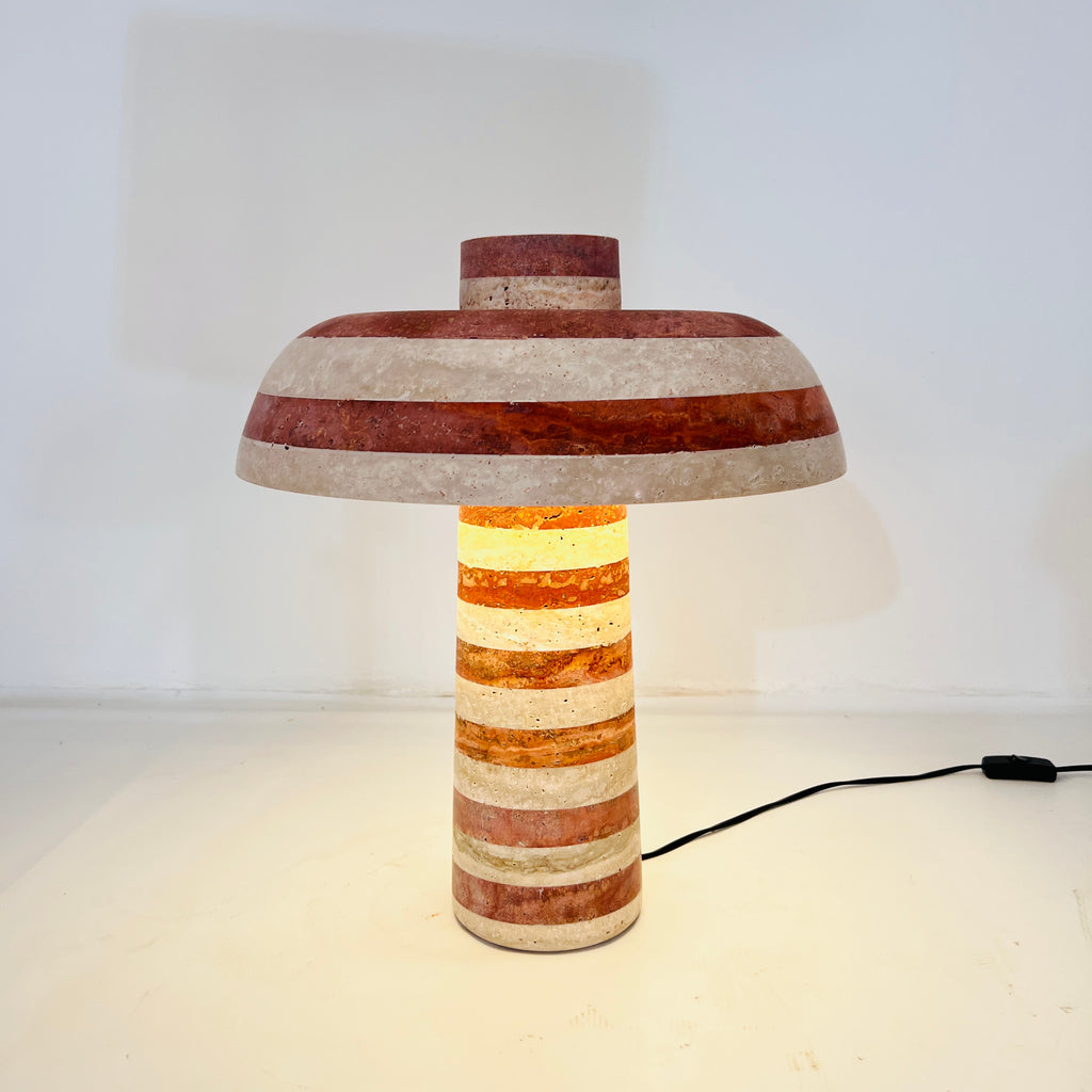 Dome Red Striped Table Lamp