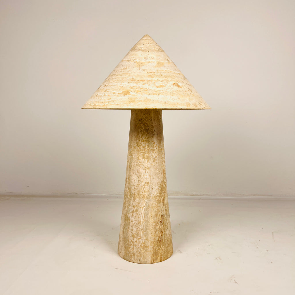 Cone-Head Travertine Table Lamp