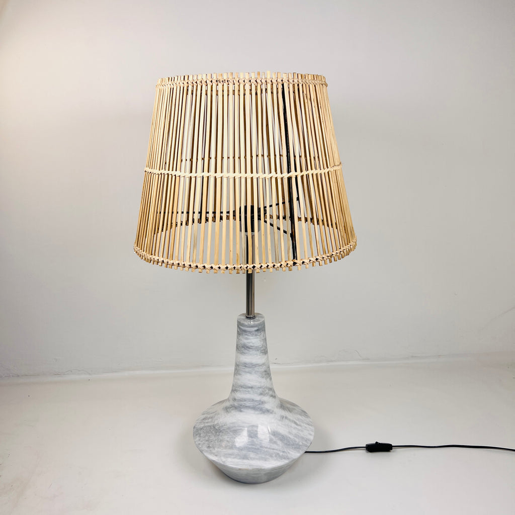 Bulged Saucer Grey Streaked Table Lamp