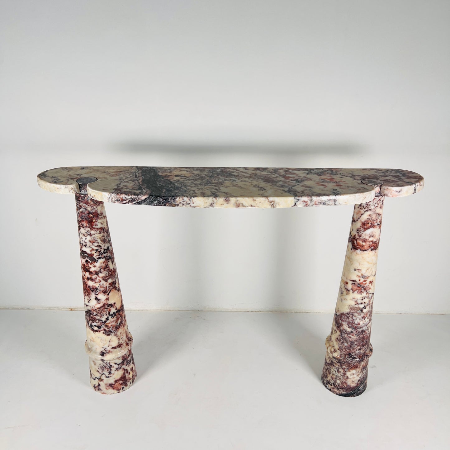 Crimson Crest Console Table - Red & White
