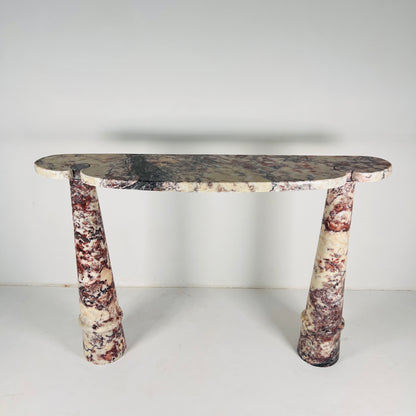 Crimson Crest Console Table - Red & White