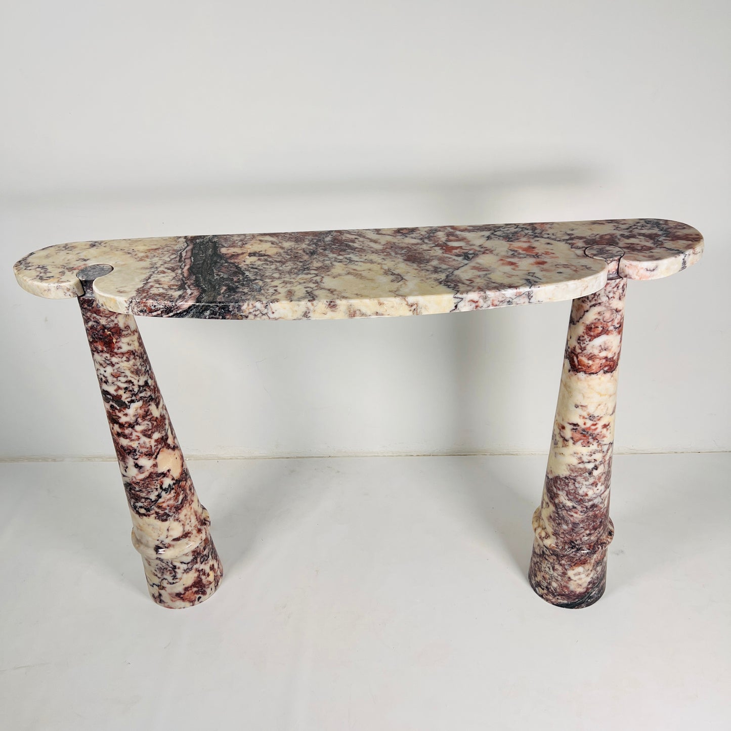 Crimson Crest Console Table - Red & White