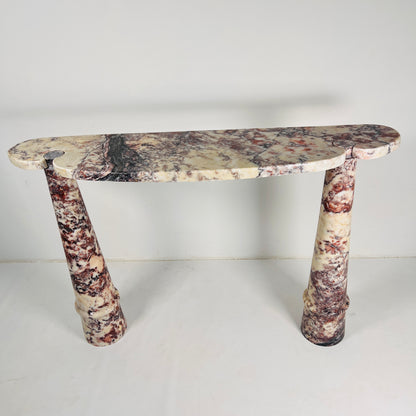 Crimson Crest Console Table - Red & White