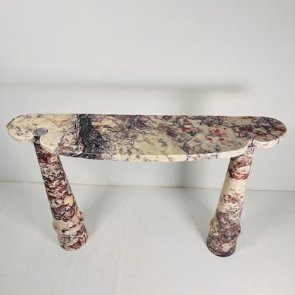Crimson Crest Console Table - Red & White