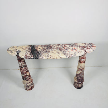 Crimson Crest Console Table - Red & White