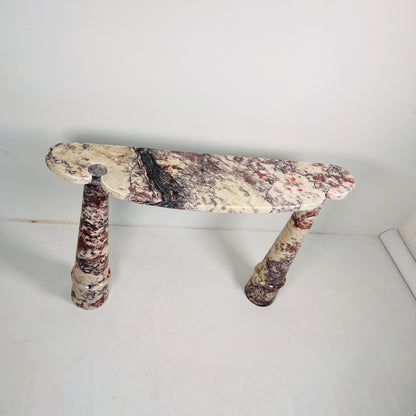 Crimson Crest Console Table - Red & White