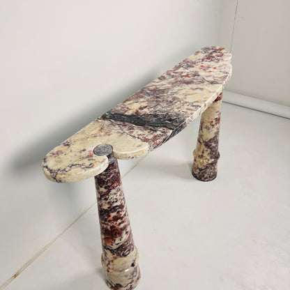 Crimson Crest Console Table - Red & White