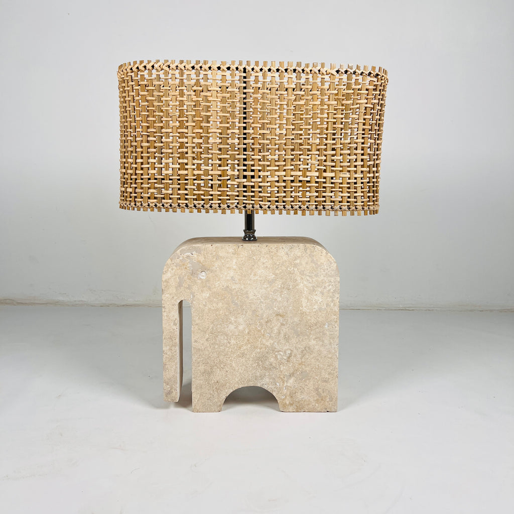 Trunk Glow Splotched Travertine Lamp