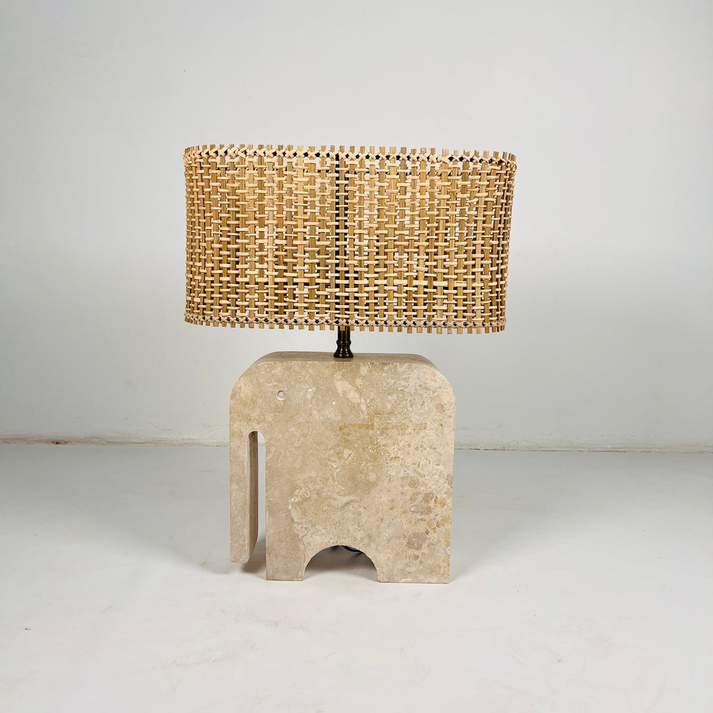 Trunk Glow Splotched Travertine Lamp