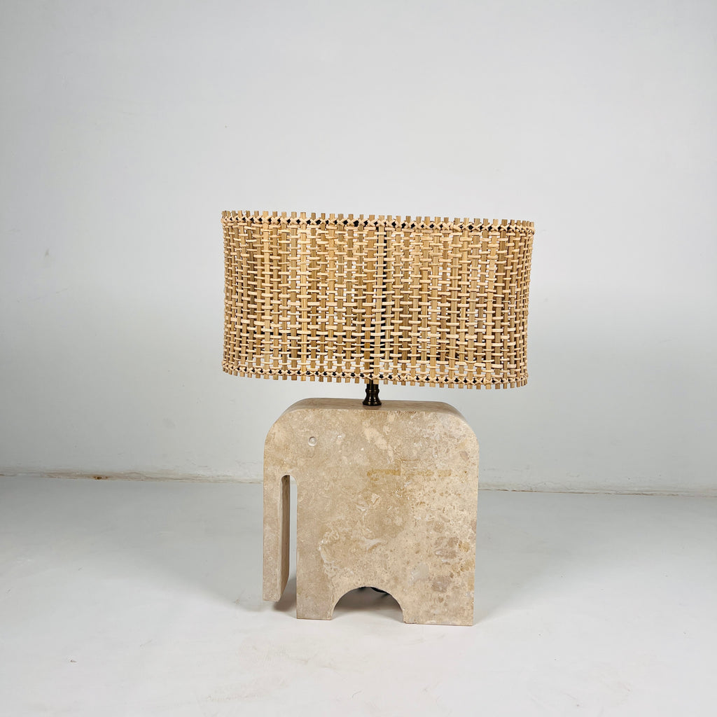 Trunk Glow Splotched Travertine Lamp