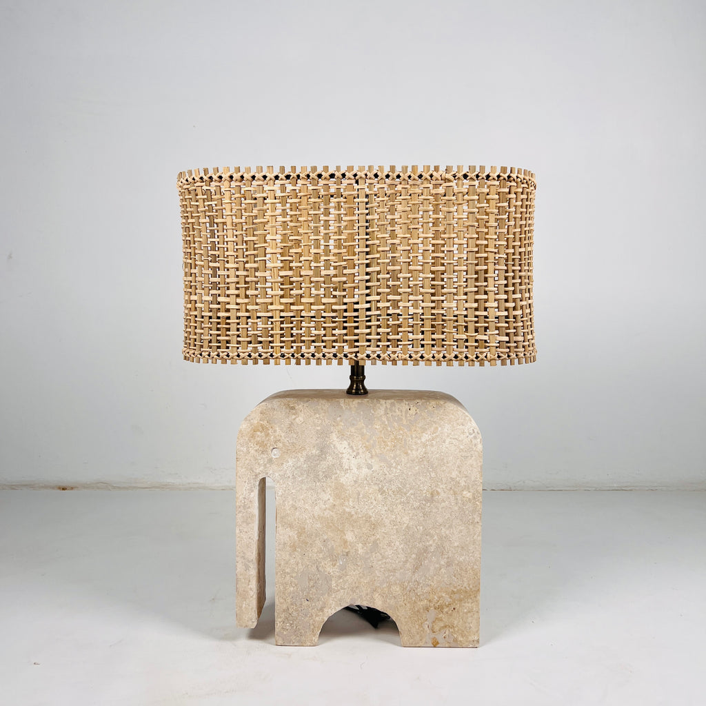 Trunk Glow Splotched Travertine Lamp