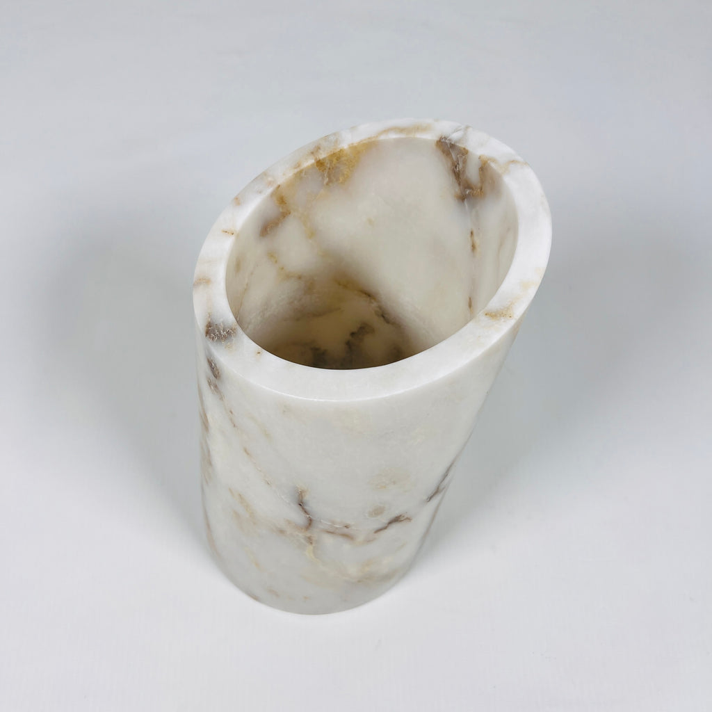 White With Brown Veins Marble Bottle Holder