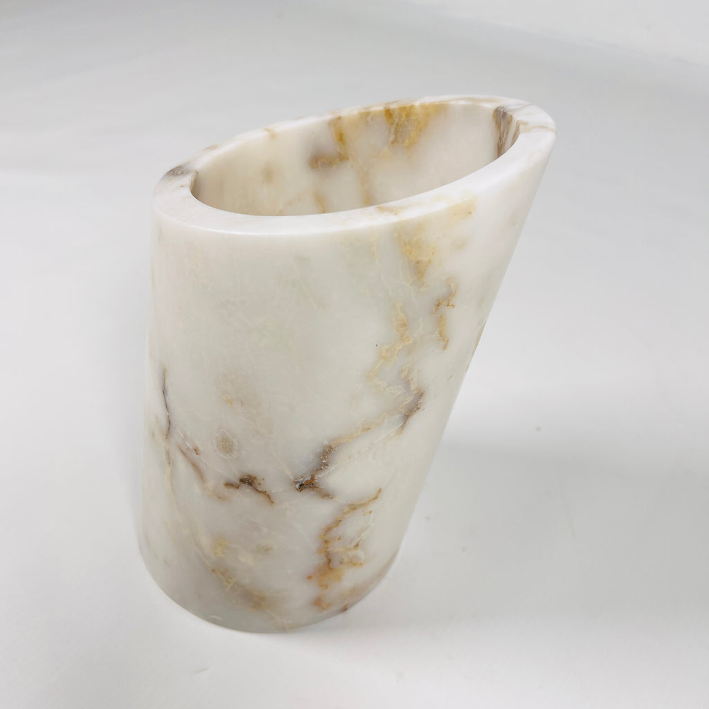 White With Brown Veins Marble Bottle Holder