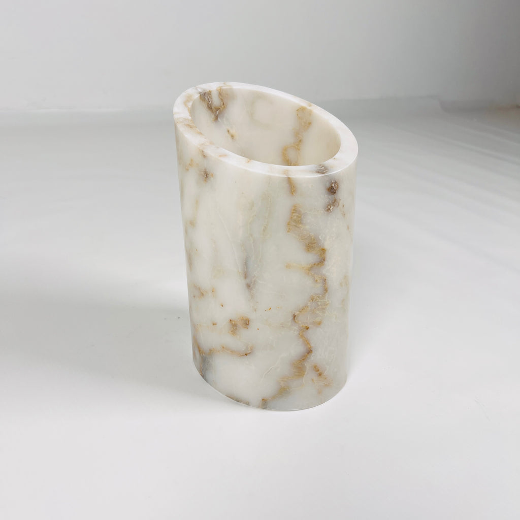 White With Brown Veins Marble Bottle Holder