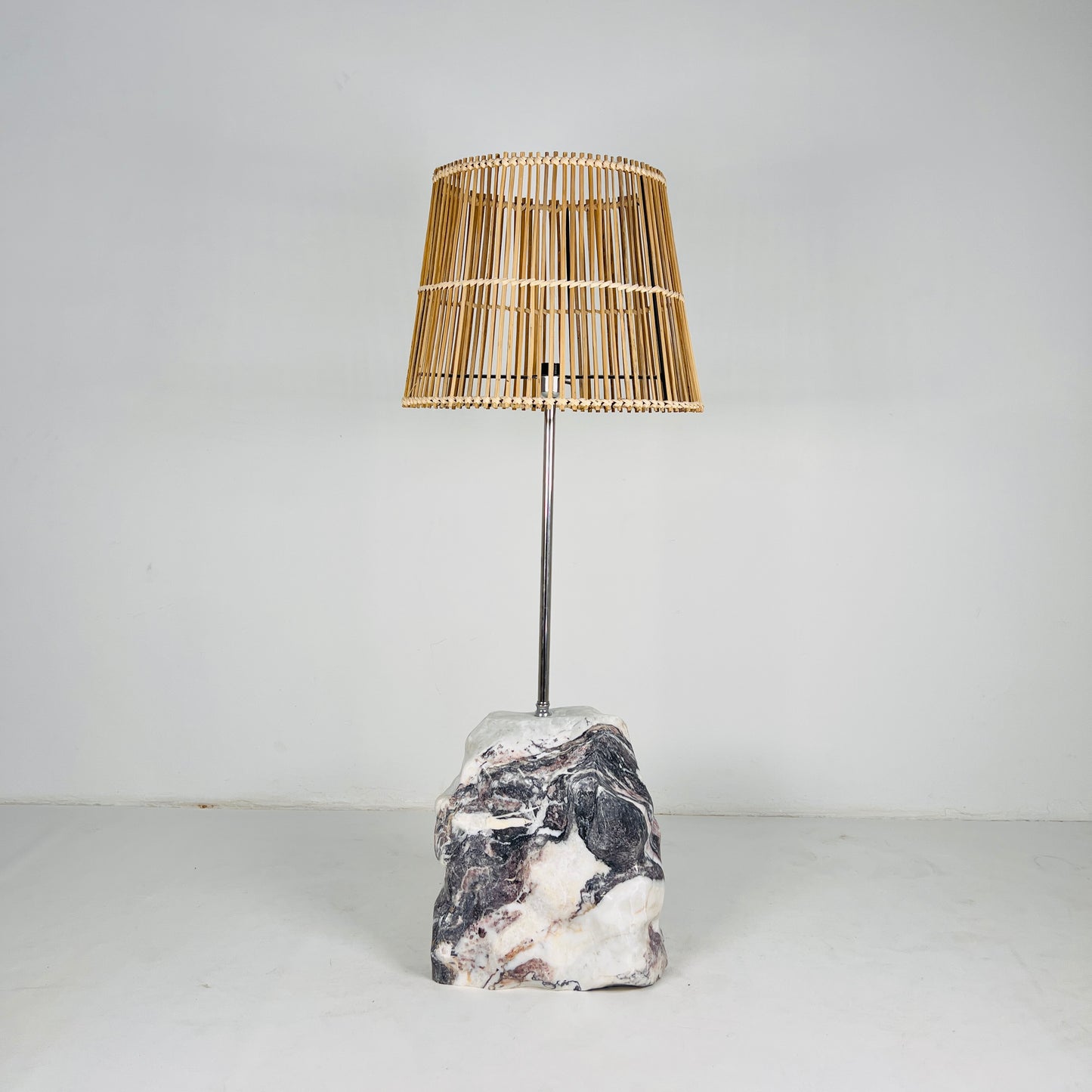 Tall Stone Floor Lamp - Red & White